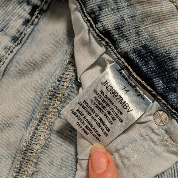 Jeaniologie Acid Wash Blue Denim High Rise Skinny Jeans Distressed Women's 14 - Picture 14 of 16